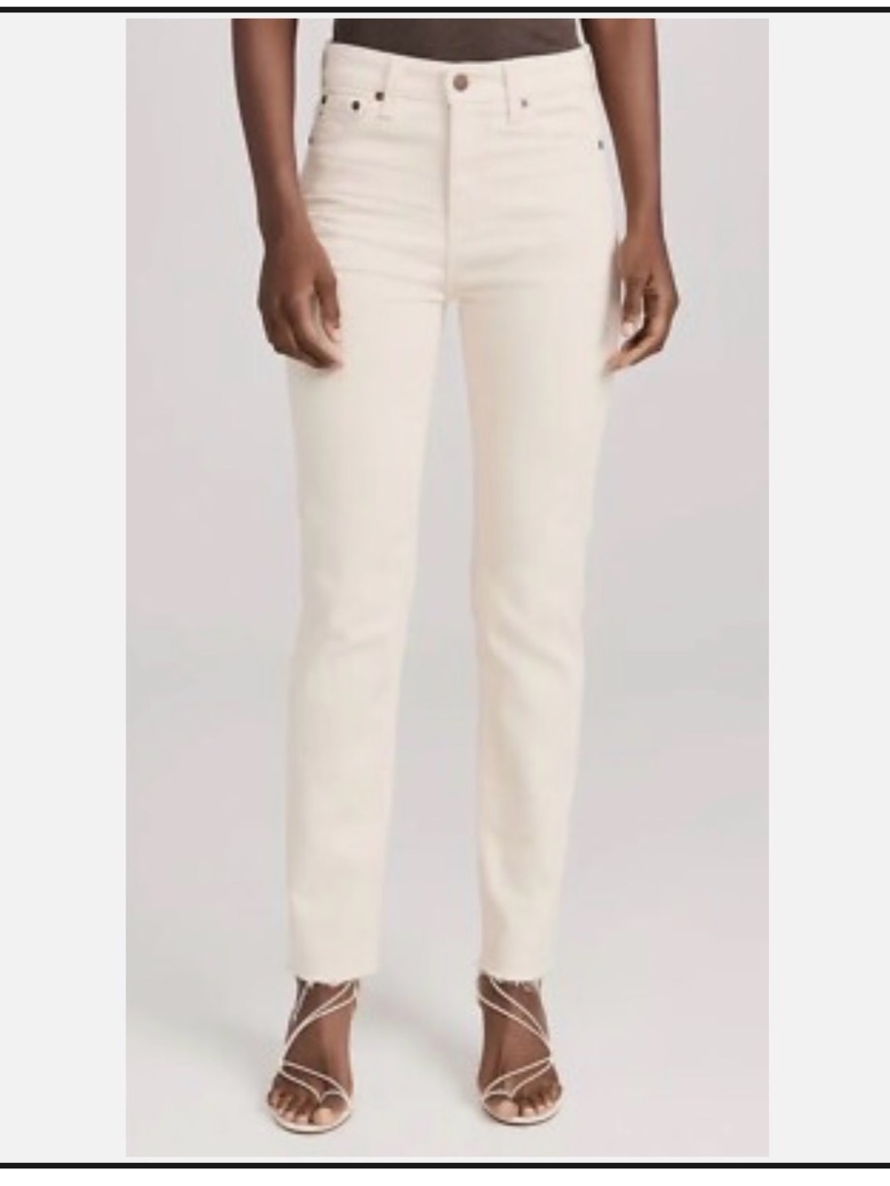 Ag Adriano Goldschmied Saige High Rise Straight-Leg Jeans in Cream/Sand/Natural